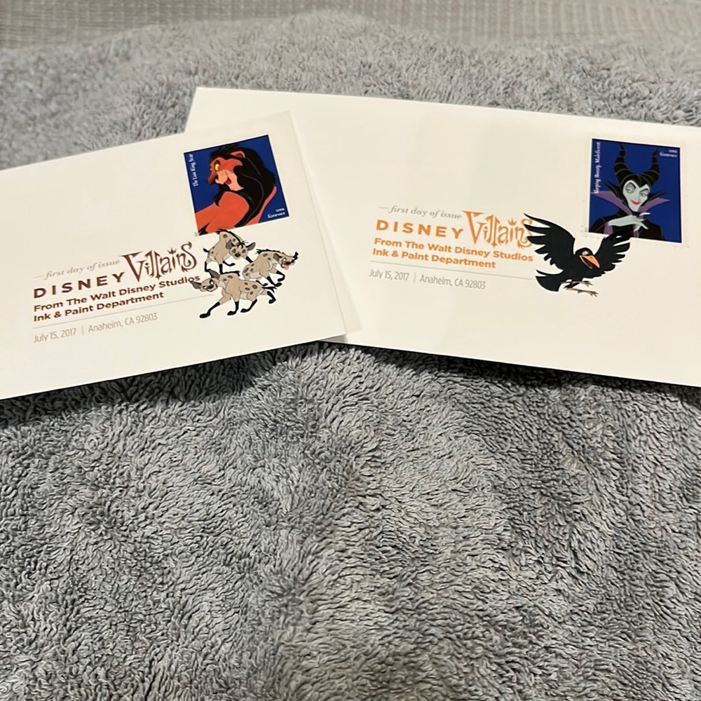 July 15,2017 Disney Villains 1st day issues MINT condition envelopes
